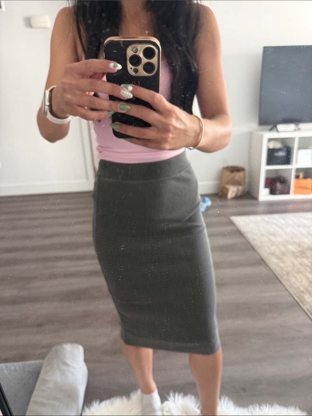NSF Olive Midi Pencil Skirt